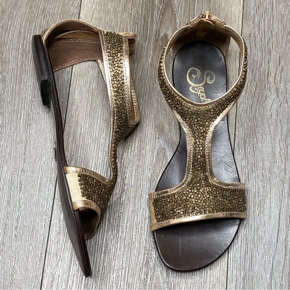 Seychelles Women’s Beaded Open Toe Sandals Leather Ankle Strap Size 7.5 - Picture 2 of 16